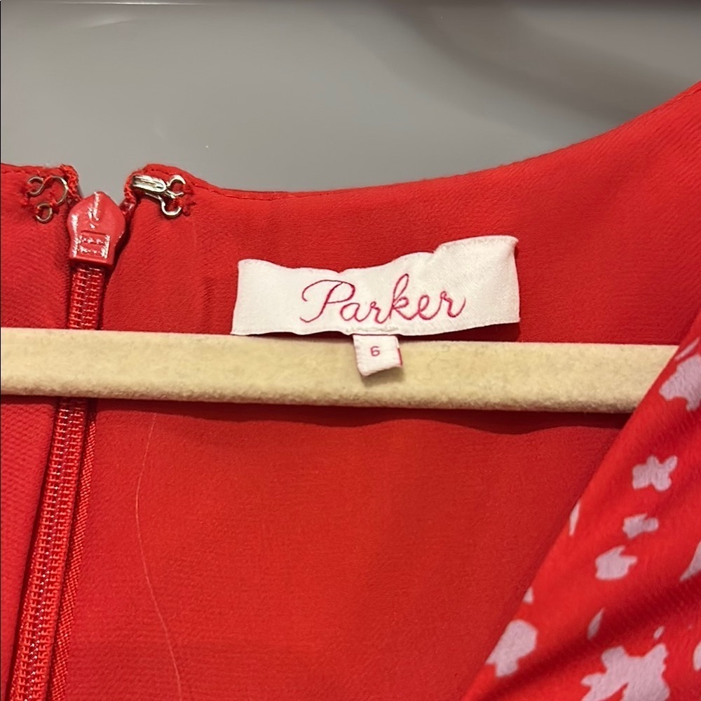 Parker Scarlet Floral Dress with Ruffles​​​ - Picture 3 of 8